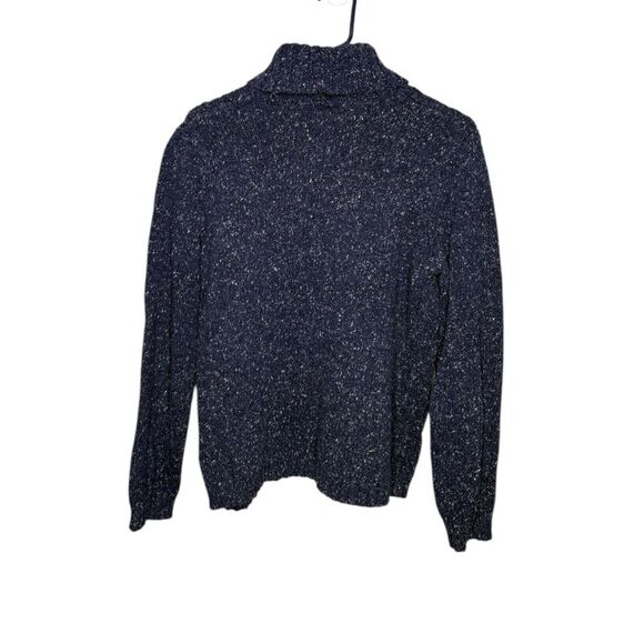 Anne Klein large turtleneck confetti popcorn knit blue sweater - Picture 3 of 5